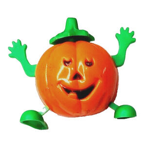 Vintage Pumpkin Halloween Wind Up Toy Jack-O’-Lantern Tested Working-2 inch